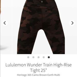Lululemon Wunder Train High-Rise Tight 25"
Heritage 365 Camo Brown Earth Multi